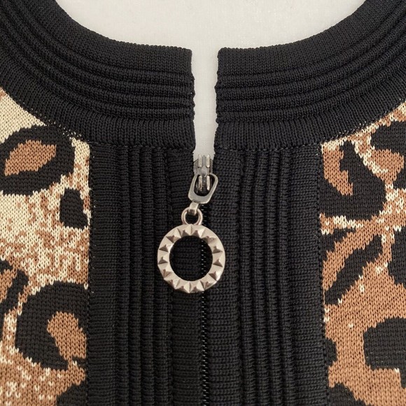 Exclusively Misook Animal Print Full Zip Knit Jacket Size XS Leopard Print - Picture 2 of 12